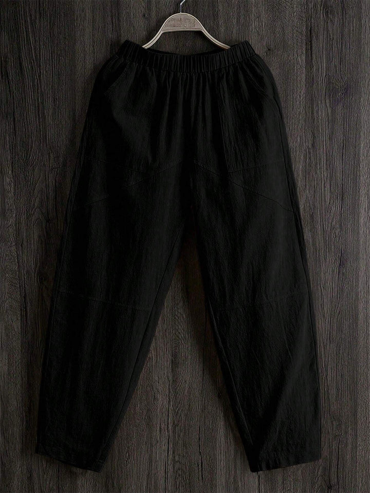 Chic Sheer Elastic-Waist Trousers with Pockets