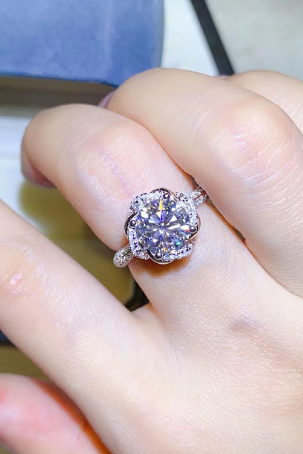 2 Carat Moissanite 925 Sterling Silver Ring for Women