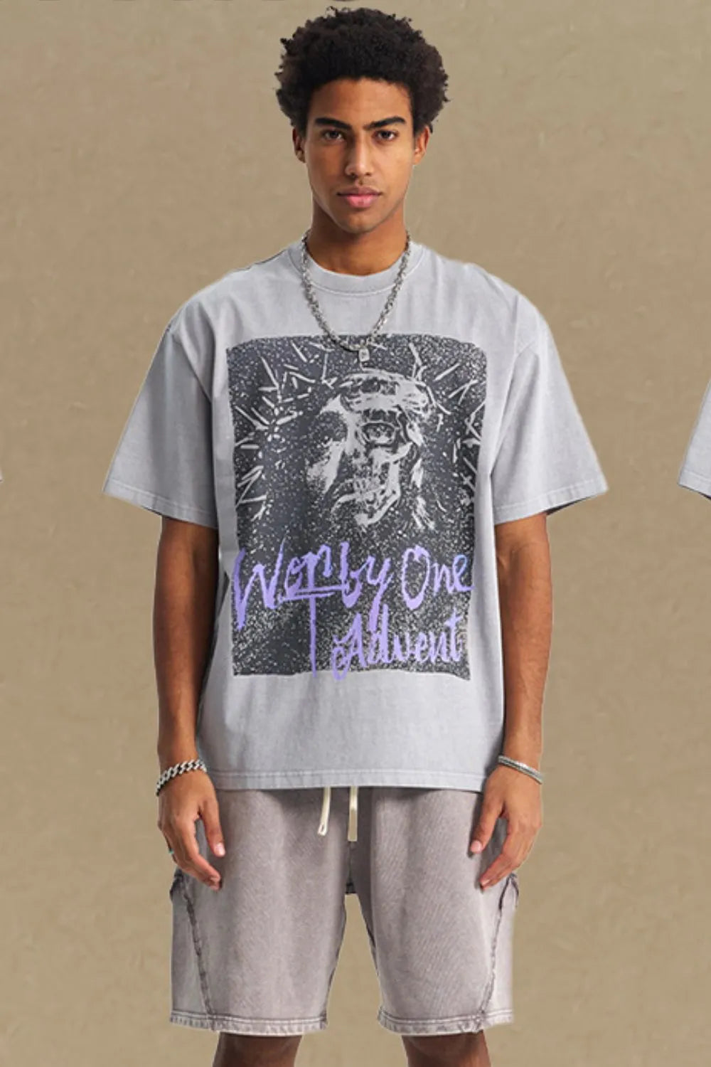 Men's Graphic Round Neck Short Sleeve T-Shirt - Casual Style