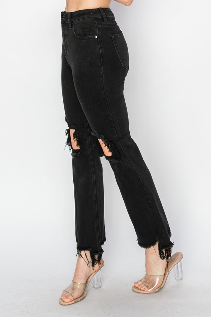 Trendy Distressed Full Length Jeans with Functional Pockets by RISEN