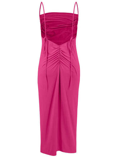 Chic Backless Cowl Neck Ruched Cami Dress for Elegance