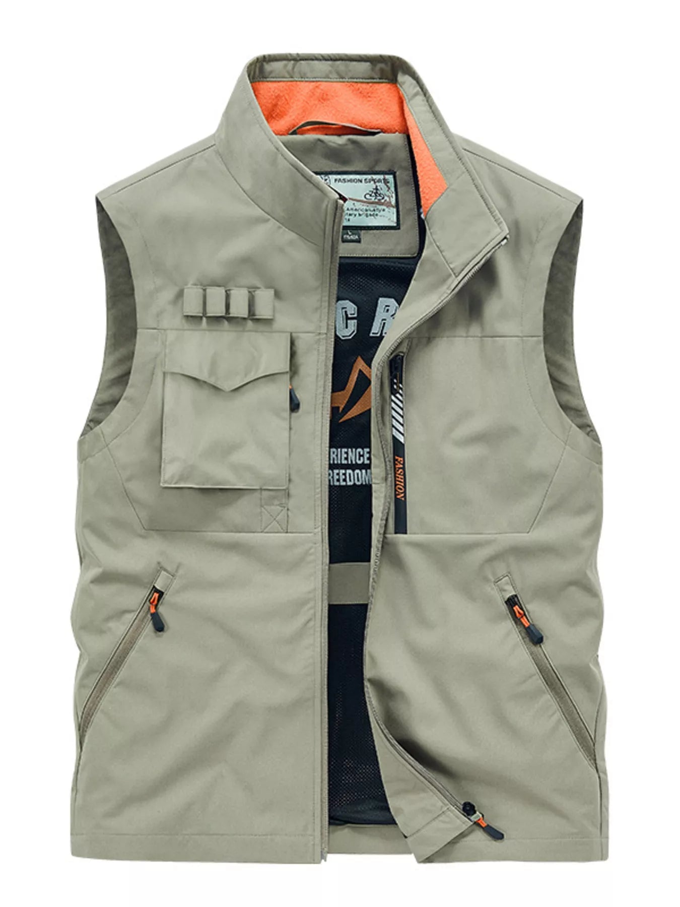Men's Plus Size Multi-Pocket Zip Up Vest