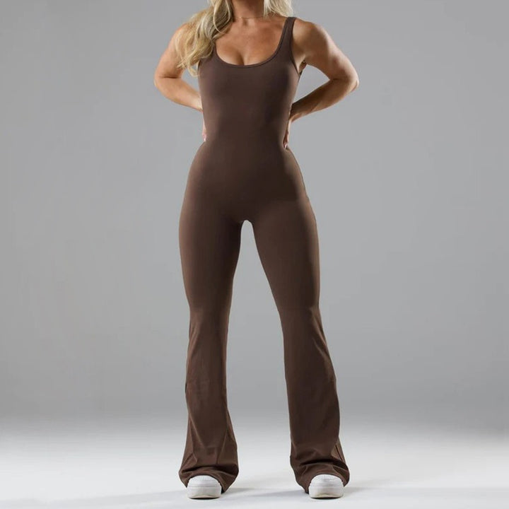 Fashionable Seamless Athletic Jumpsuit with Breathable Hollow Cutouts for Women