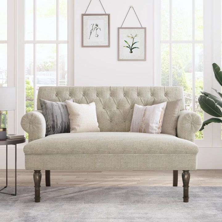 58.27 Linen Rolled Arm Loveseat - Ruth Envision