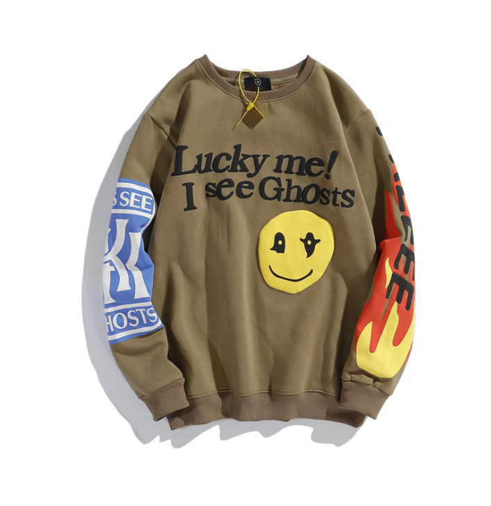 Graffiti Letter Print Fleece Hoodie for Men Harajuku Hip Hop
