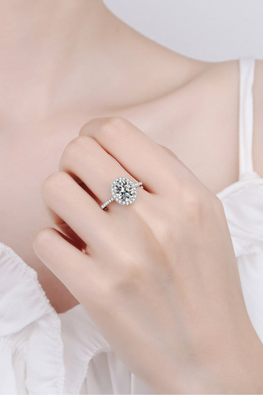 2 Carat Moissanite 925 Sterling Silver Halo Ring Beauty