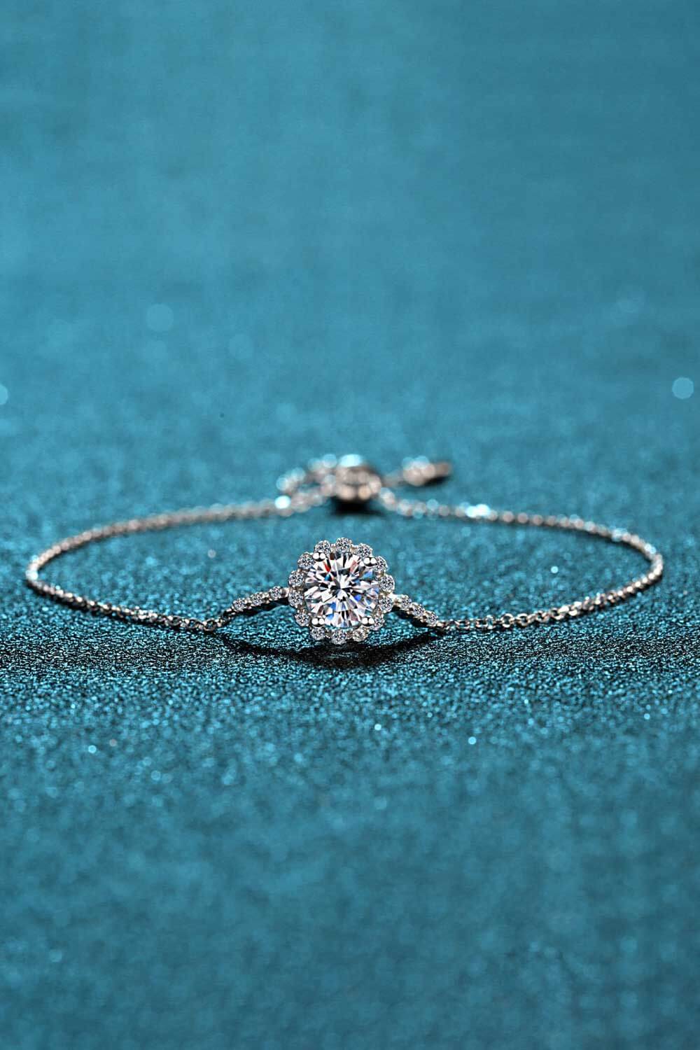 1 Carat Moissanite Chain Bracelet in Sterling Silver