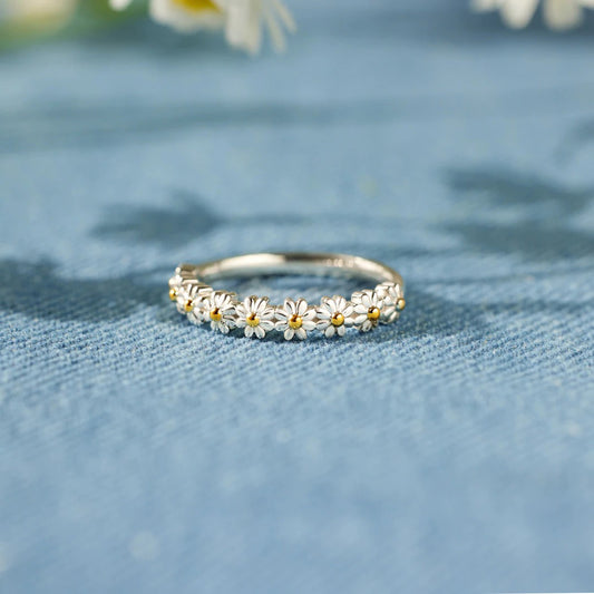 Flower Shape 925 Sterling Silver Ring for Elegant Style