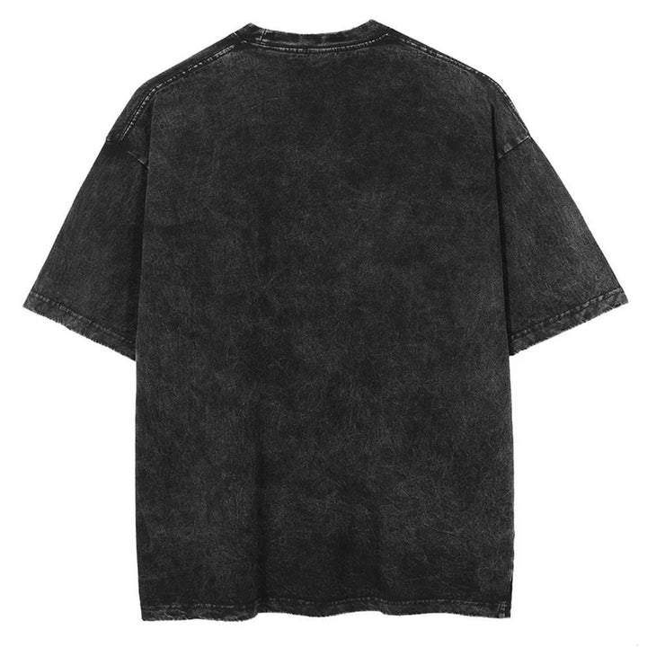 Vintage Washed Black Streetwear Tee for Men