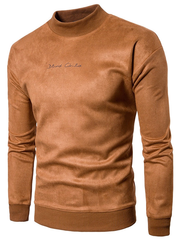 Chest Letter Print Solid Color Suede Sweatshirt