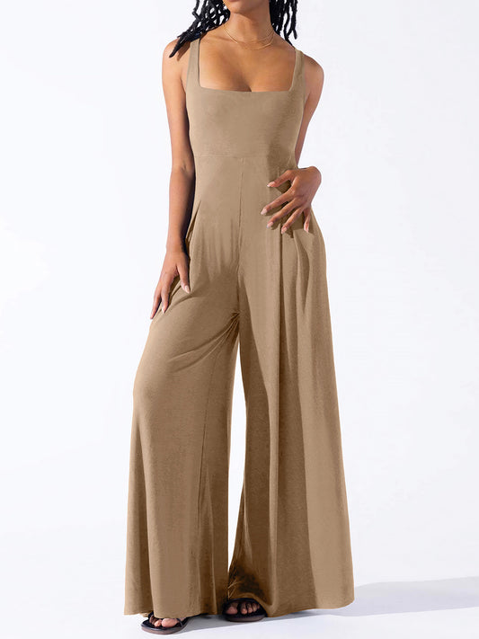 Elegant Square Neck Wide Strap Jumpsuit for Every Occasion