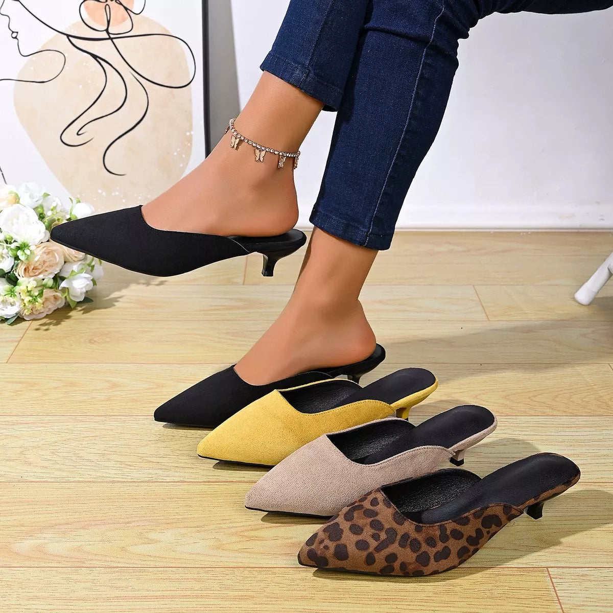 Point Toe Kitten Heels Pumps