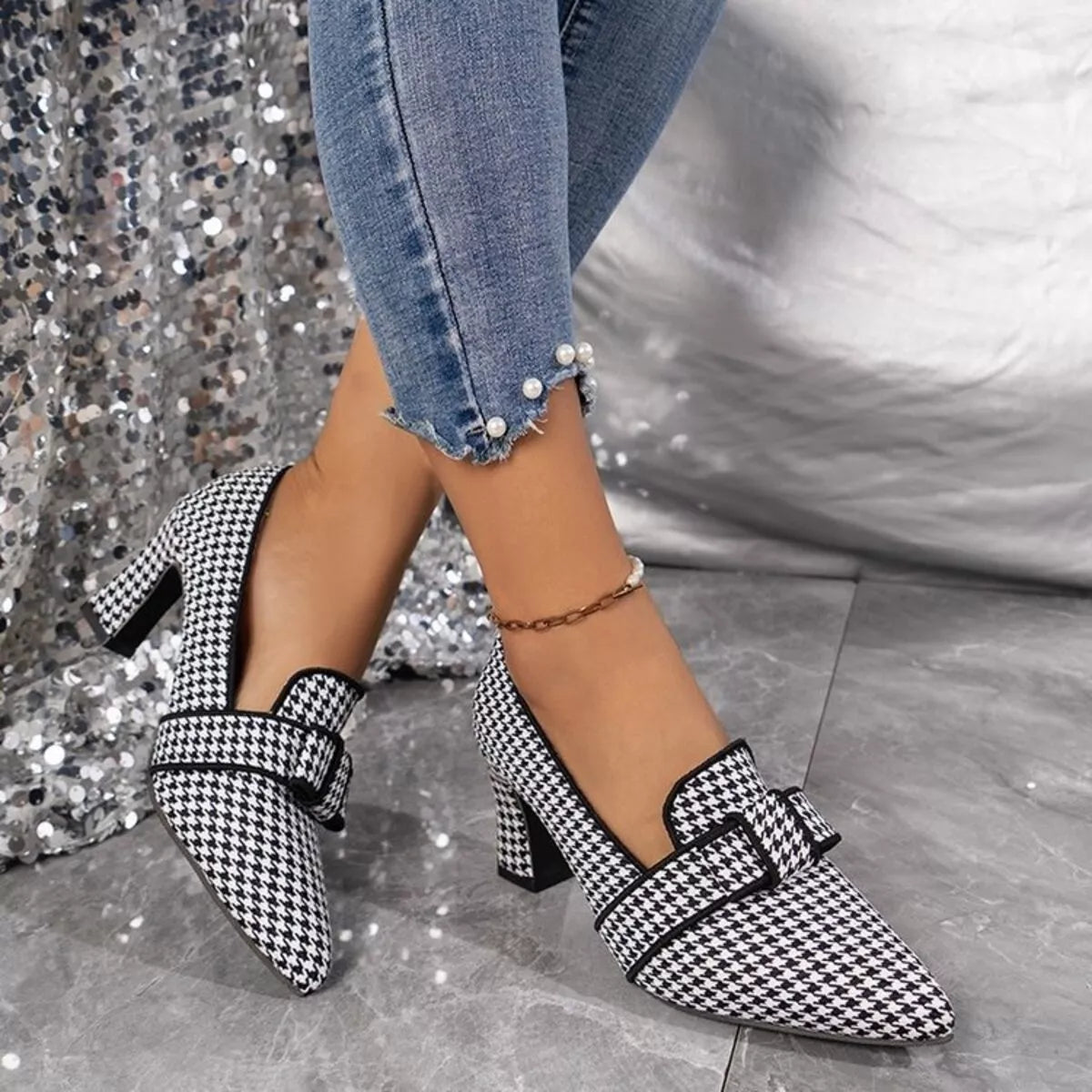 Point Toe Block Heels Pumps