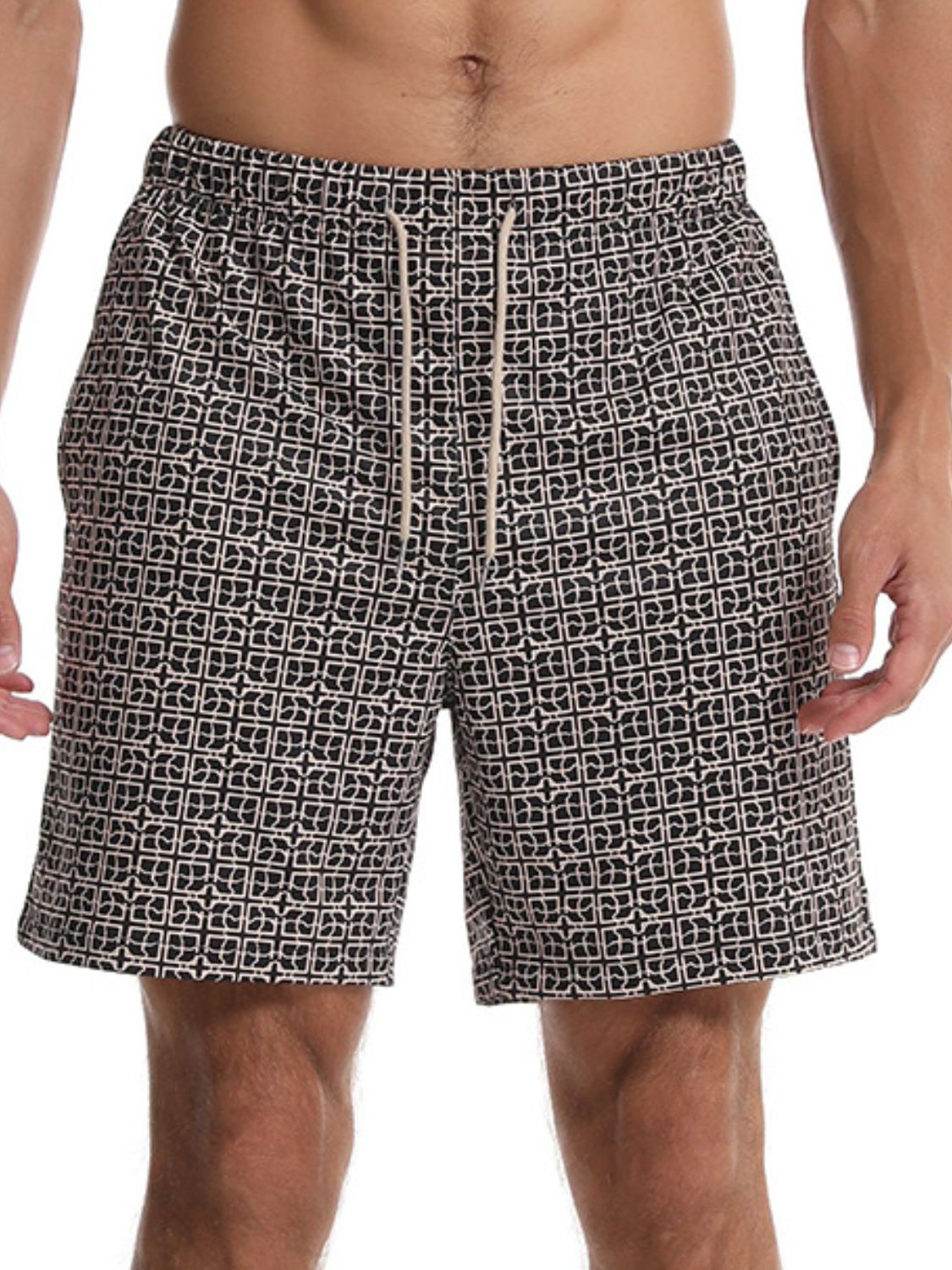 Stylish Men's Drawstring Printed Shorts with Pockets