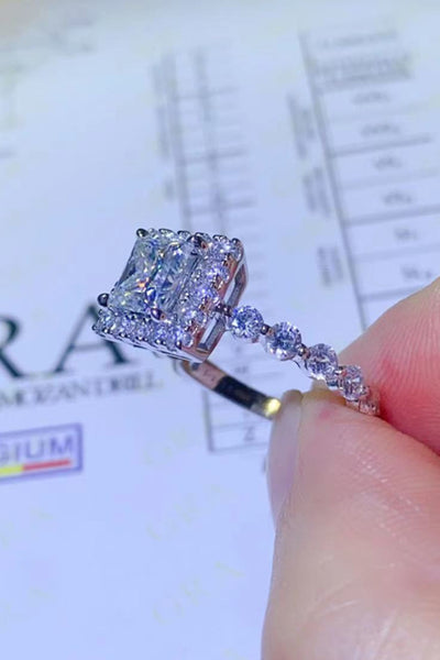 Adored 1 Carat Moissanite Square Ring in Sterling Silver