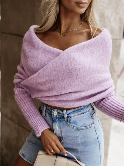 Long Sleeve Cropped Knit Top for Stylish Everyday Wear