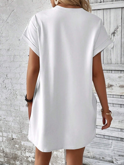 Effortless Elegance Short Sleeve Round Neck Mini Dress for All Occasions