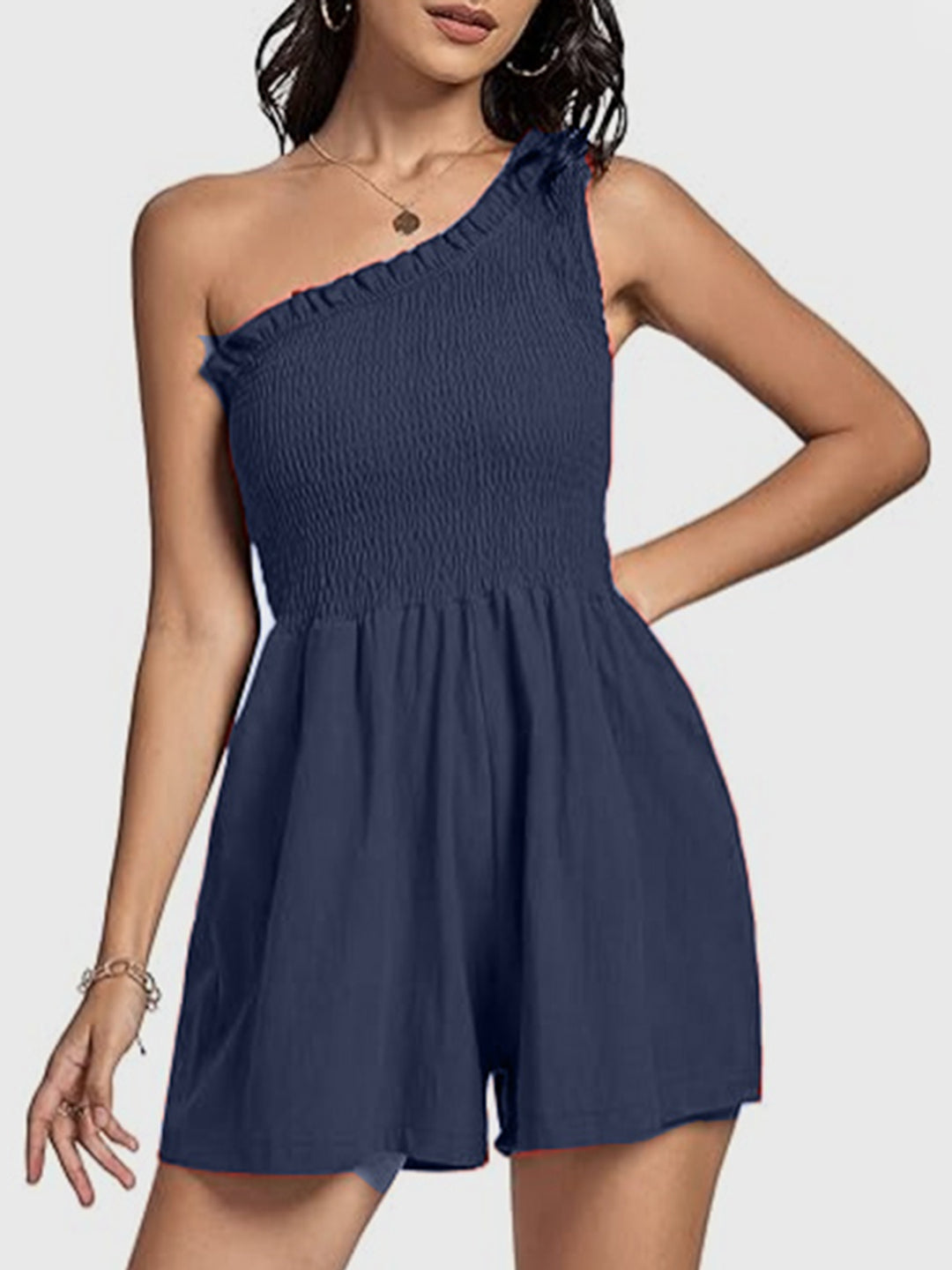 Elegant Smocked Asymmetrical Jumpsuit