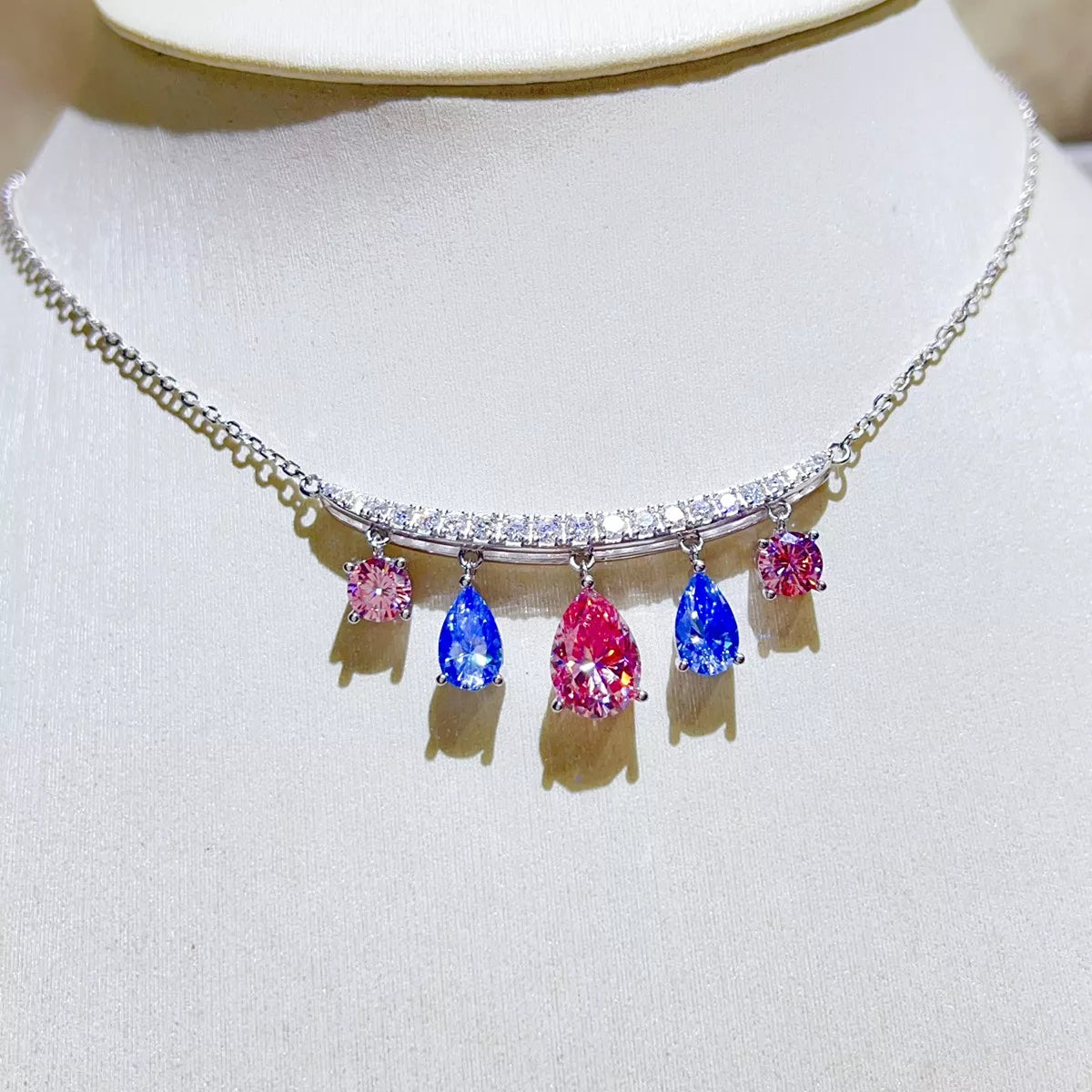 6 Carat 925 Sterling Silver Moissanite Teardrop Necklace