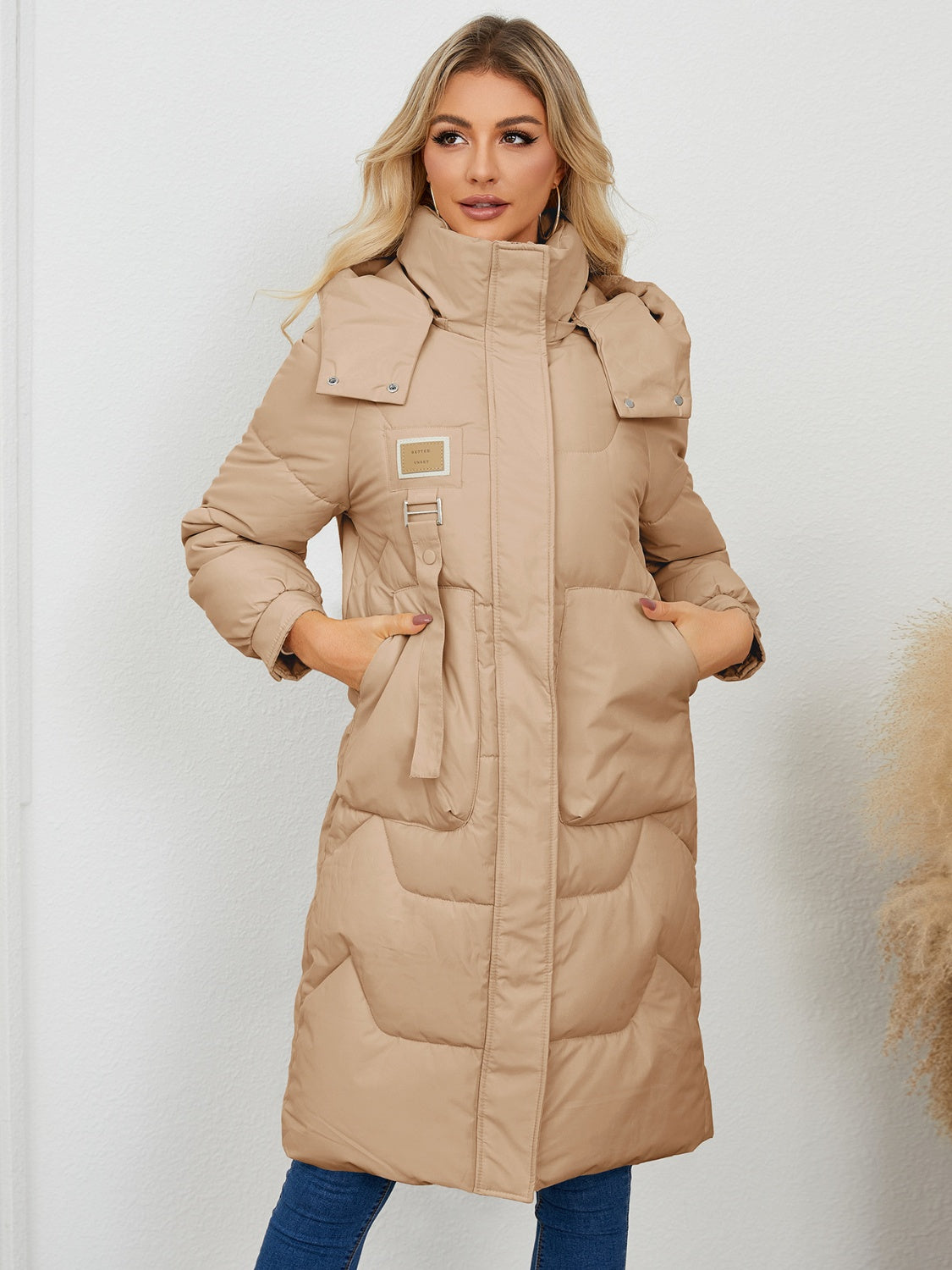 Long Sleeve Longline Hooded Winter Coat for Women Stylish