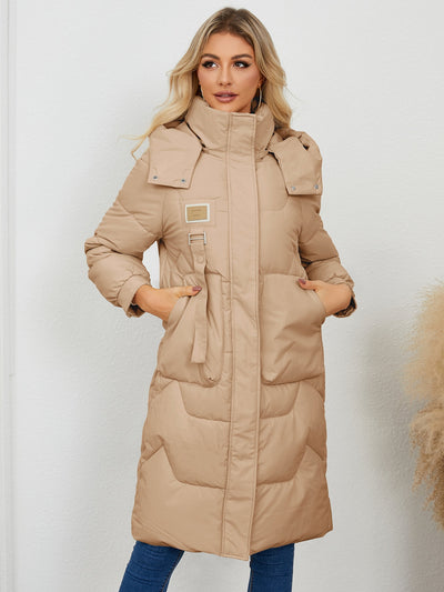 Long Sleeve Longline Hooded Winter Coat for Women Stylish