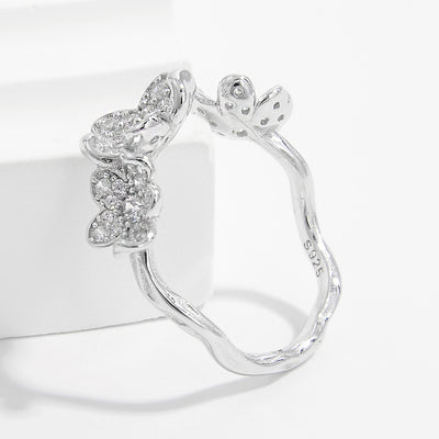 Stylish 925 Sterling Silver Inlaid Zircon Open Ring