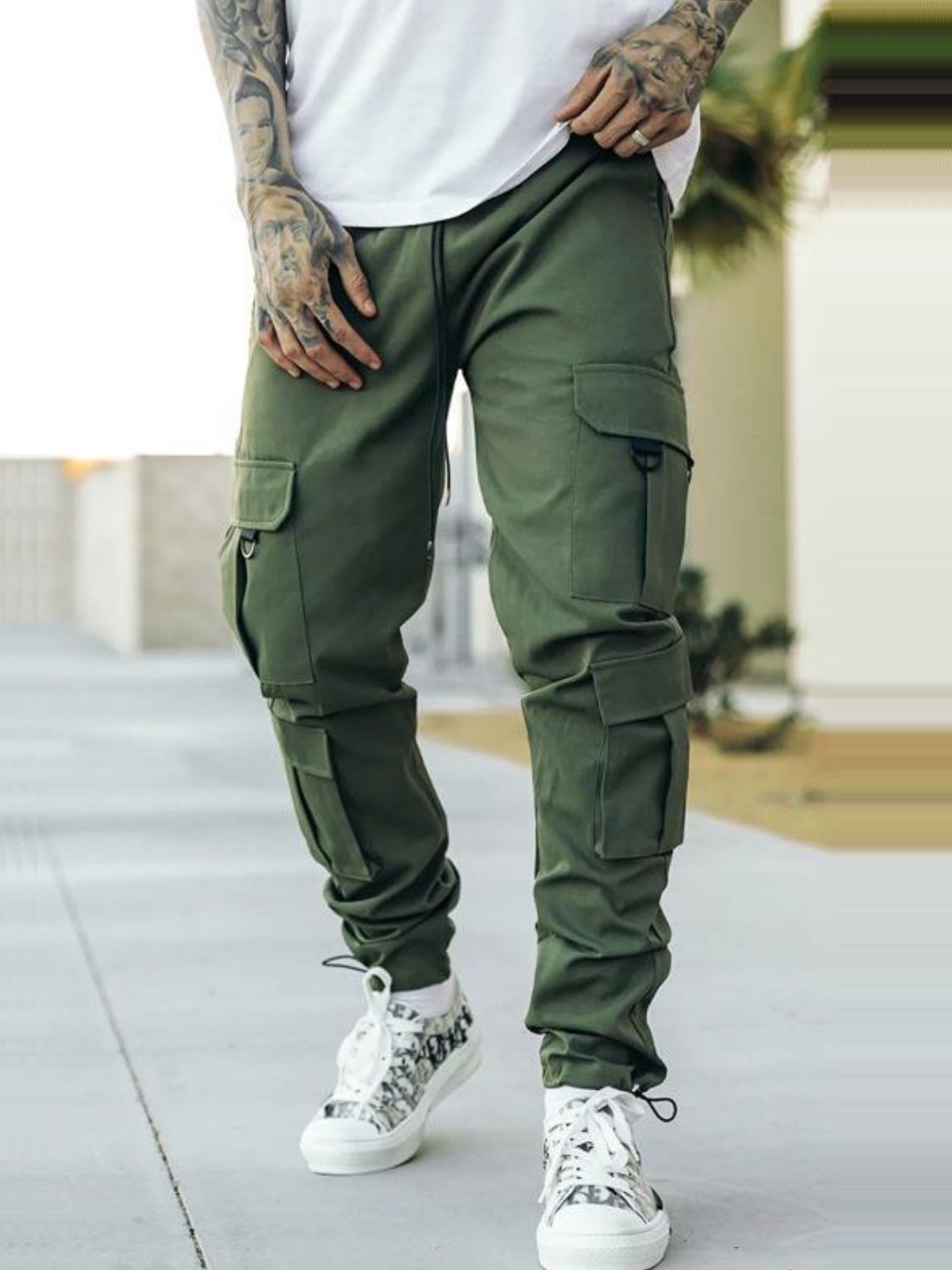 Men's Drawstring Pants with Cargo Pockets for Comfort