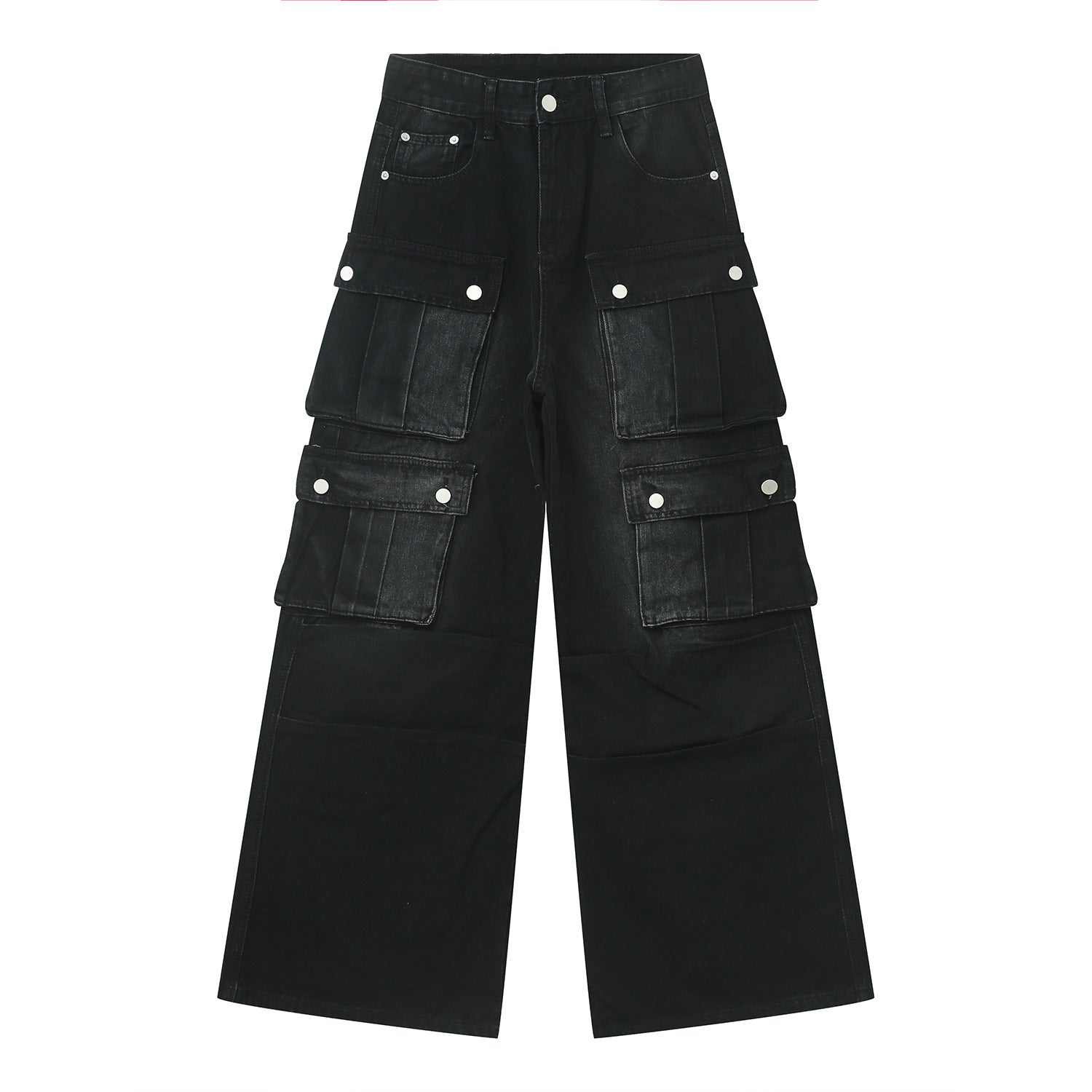 Multi-Pocket Cargo Wide-Leg Jeans for Effortless Style