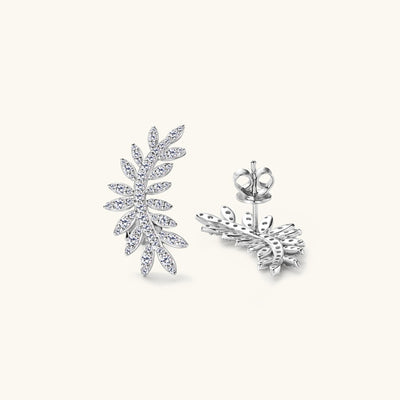 Moissanite 925 Sterling Silver Leaf Shape Stud Earrings Elegant