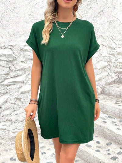 Effortless Elegance Short Sleeve Round Neck Mini Dress for All Occasions