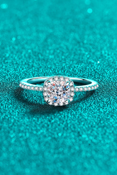 1 Carat Moissanite 925 Sterling Silver Halo Ring Beauty