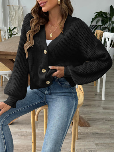 V-Neck Long Sleeve Button-Up Cardigan for Stylish Layering