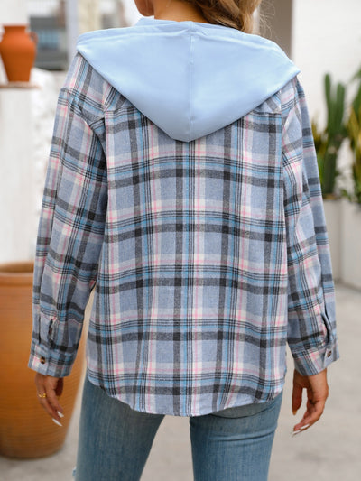 Plaid Long Sleeve Hooded Jacket for Stylish Comfort