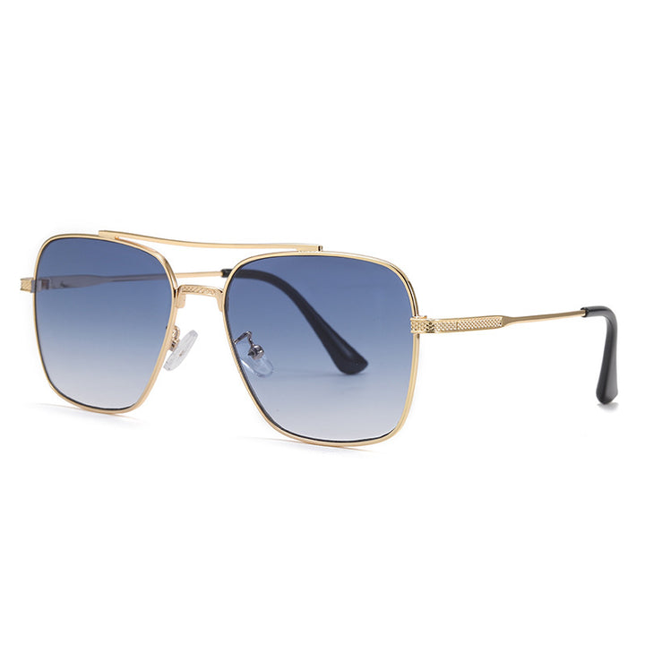 Chic Double Beam Metallic Sunglasses - Retro Style for Men