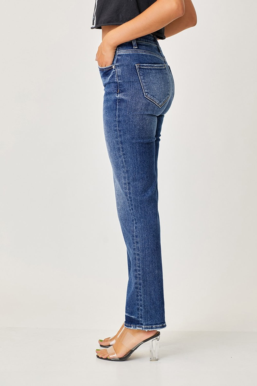 RISEN Timeless Mid Rise Slim Straight Jeans