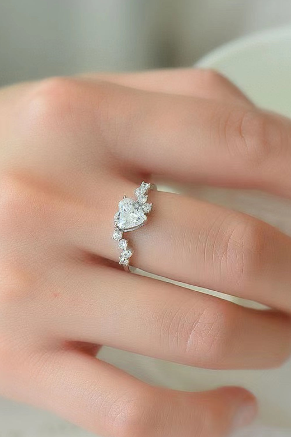 1 Carat Moissanite Heart 925 Sterling Silver Ring Gift