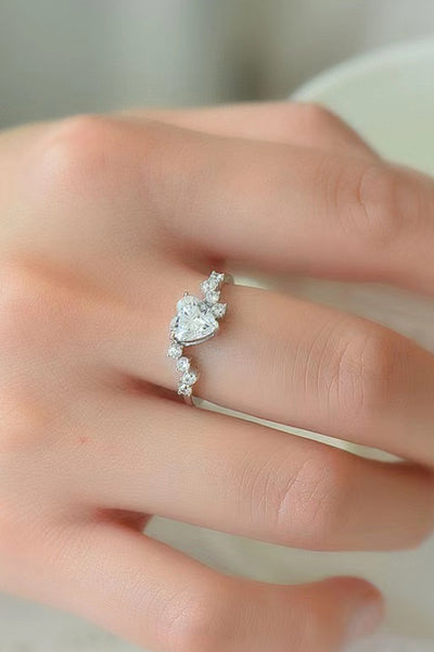 1 Carat Moissanite Heart 925 Sterling Silver Ring Gift