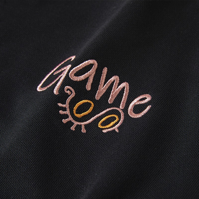 Cultural Charm Cartoon Embroidered Men's Long Sleeve Sweatshirt
