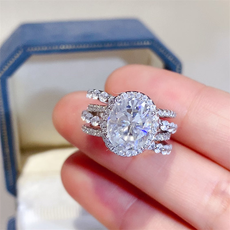 3 Carat Moissanite 925 Sterling Silver Layered Ring Elegant