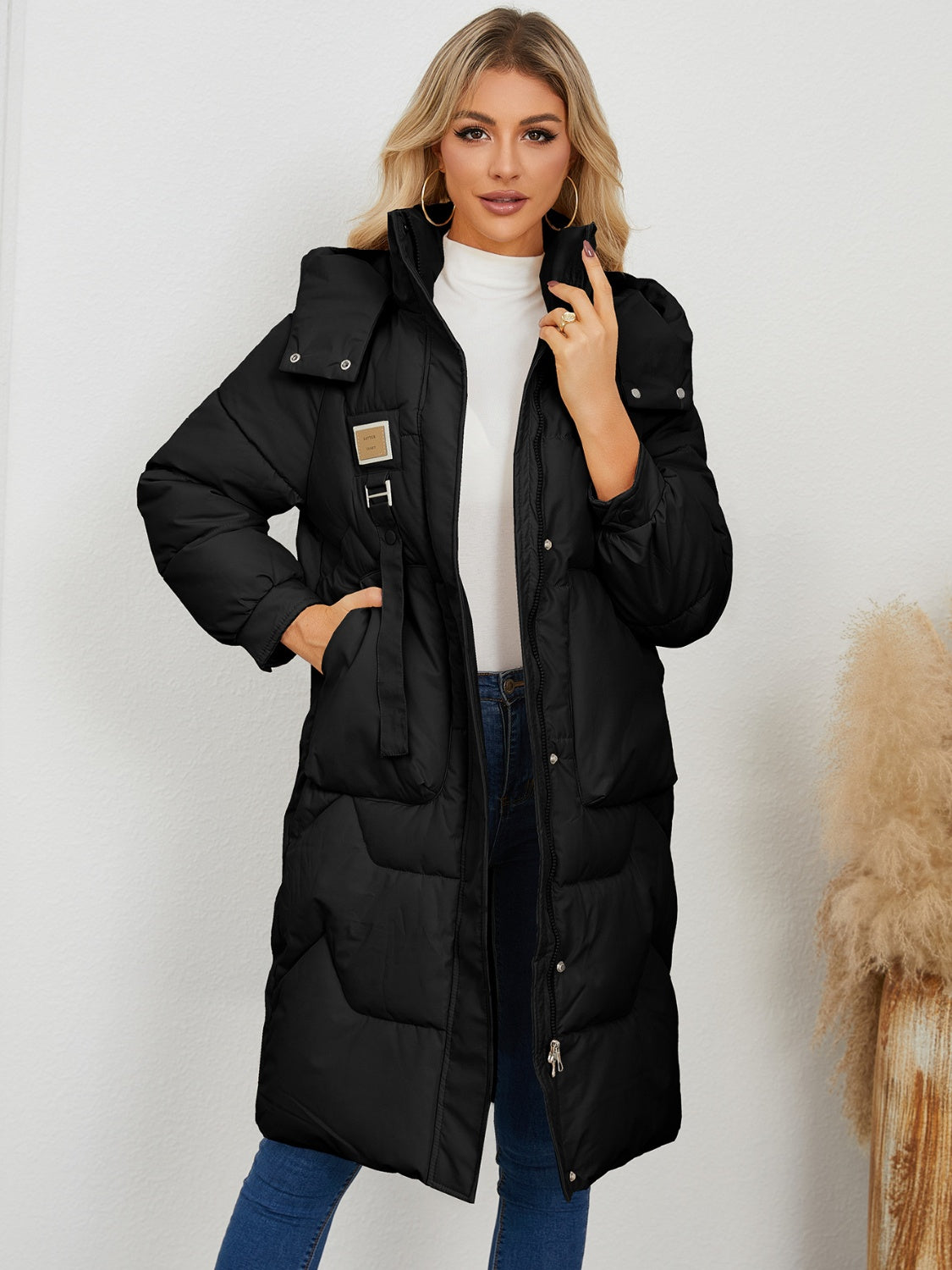 Long Sleeve Longline Hooded Winter Coat for Women Stylish