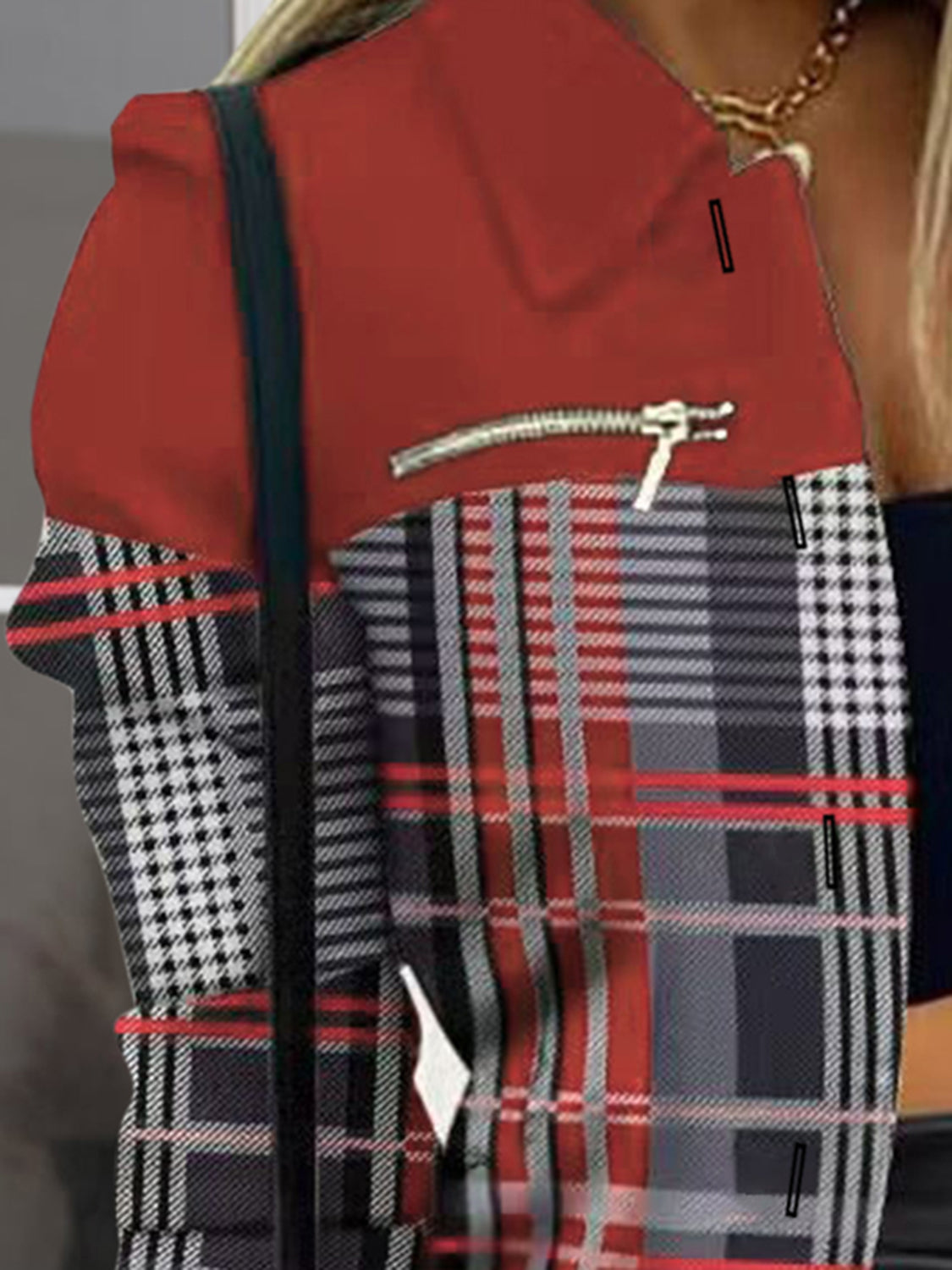 Chic Printed Button-Up Shacket with Zip Accents for Style