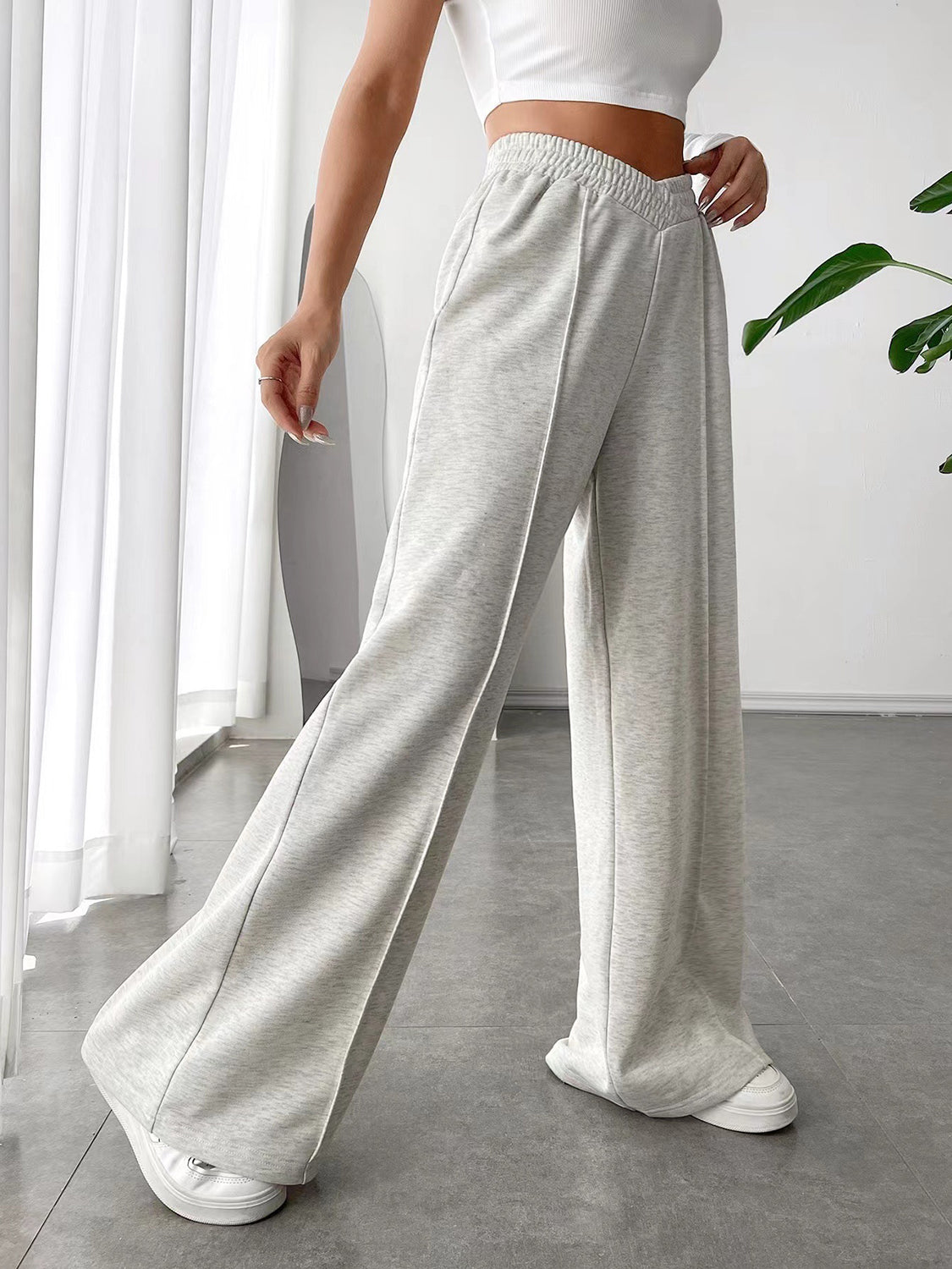 Elastic Waist Wide Leg Pants for Comfortable Chic Style