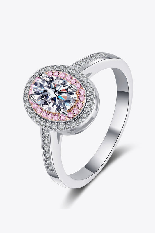 1 Carat Moissanite 925 Sterling Silver Halo Engagement Ring