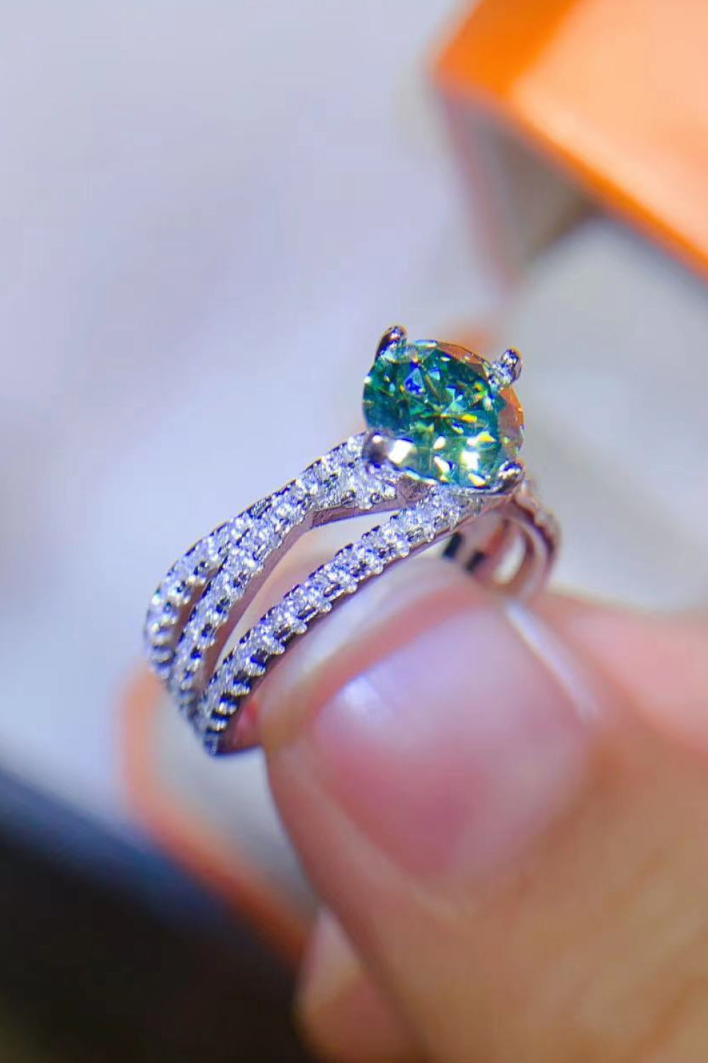 1 Carat Moissanite Contrast 925 Sterling Silver Ring Gift