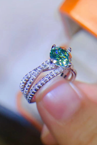1 Carat Moissanite Contrast 925 Sterling Silver Ring Gift