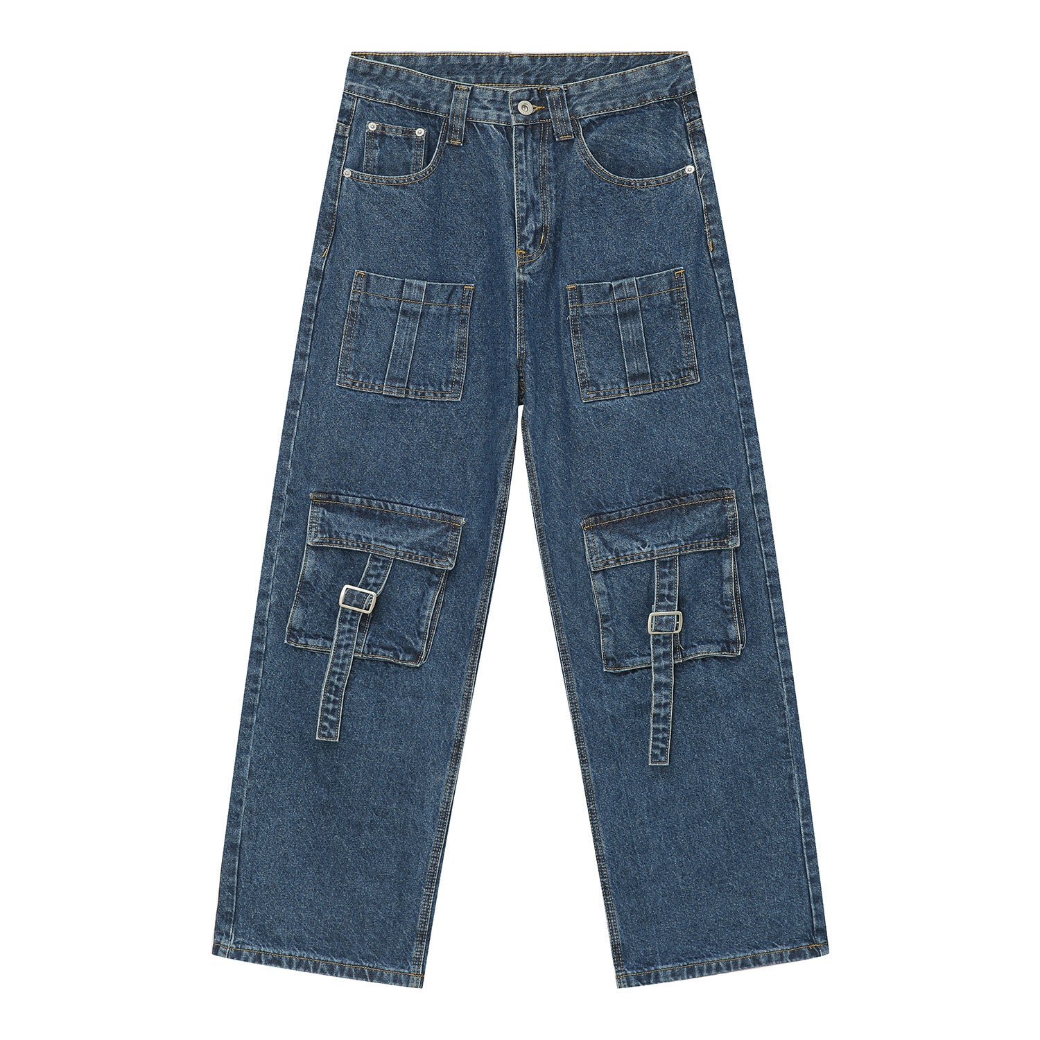 Mid Rise Men's Jeans with Cargo Pockets for Style