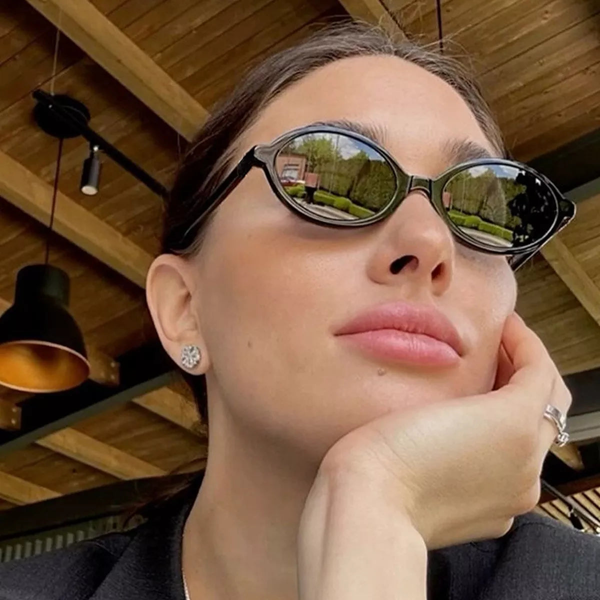 Oval Frame Tinted Lenses Sunglasses