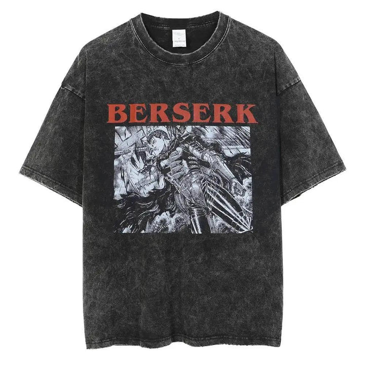 Vintage Washed Black Streetwear Tee for Men