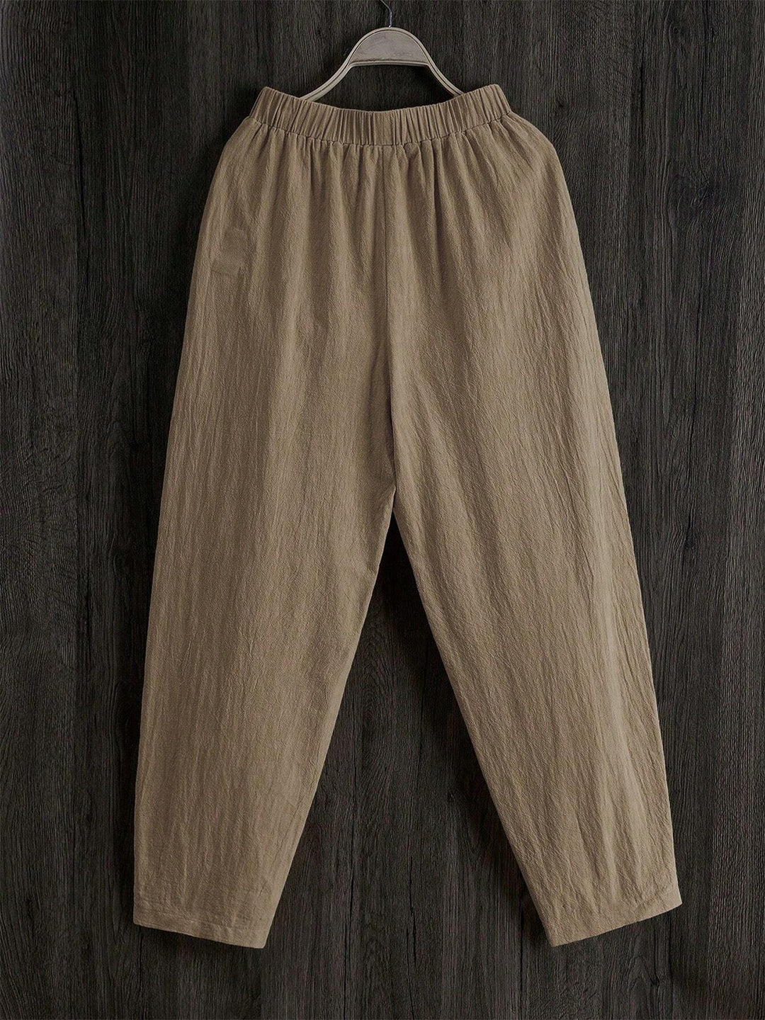 Chic Sheer Elastic-Waist Trousers with Pockets