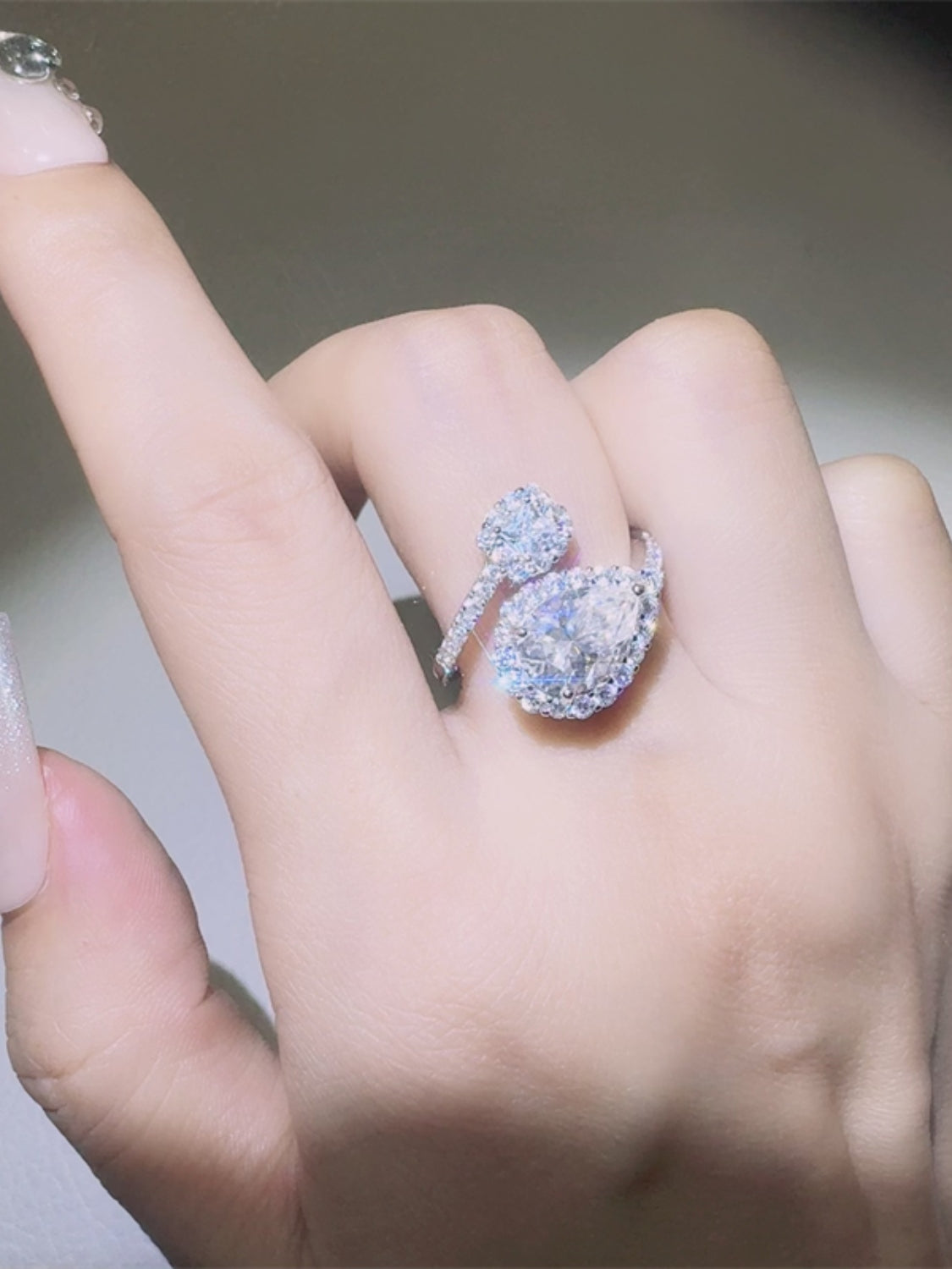 2 Carat Moissanite 925 Sterling Silver Bypass Ring Design
